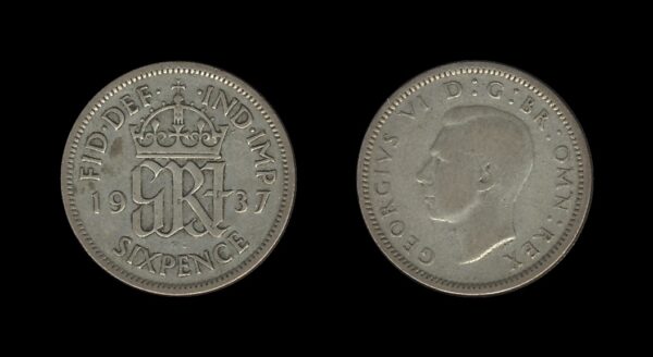 United Kingdom Velika Britanija 6 Pence 1937 – George VI