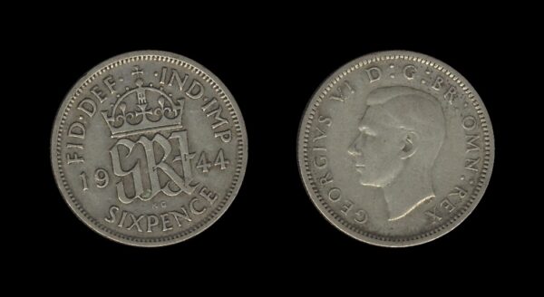 United Kingdom Velika Britanija 6 Pence 1944 – George VI