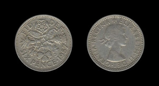 United Kingdom Velika Britanija 6 Pence 1957 – Elizabeth II