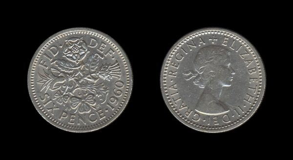 United Kingdom Velika Britanija 6 Pence 1960 – Elizabeth II