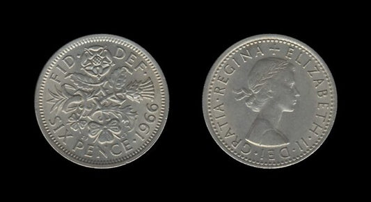 United Kingdom Velika Britanija 6 Pence 1966 – Elizabeth II