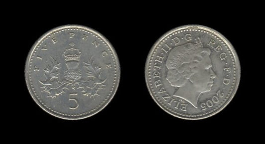 United Kingdom Velika Britanija 5 Pence 2005 – Elizabeth II