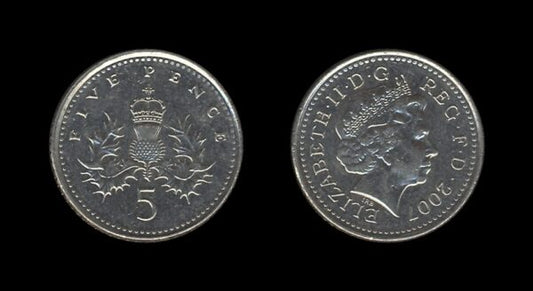 United Kingdom Velika Britanija 5 Pence 2007 – Elizabeth II