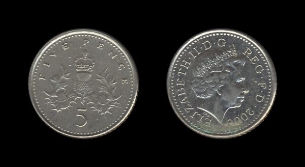 United Kingdom Velika Britanija 5 Pence 2008 – Elizabeth II