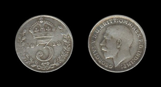 United Kingdom Velika Britanija 3 Pence 1918 – George V