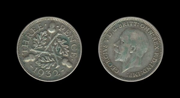 United Kingdom Velika Britanija 3 Pence 1932 – George V