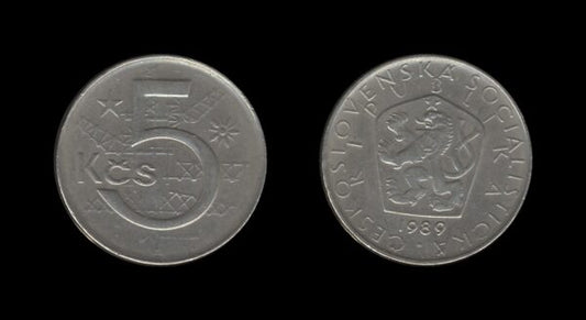 Czechoslovakia Čehoslovačka 5 Korun 1989