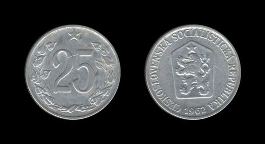 Czechoslovakia Čehoslovačka 25 Haléřů 1962