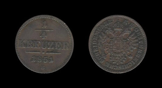 Austria-Hungary Austro-Ugarska Austria 1/4 Kreutzer 1851 B