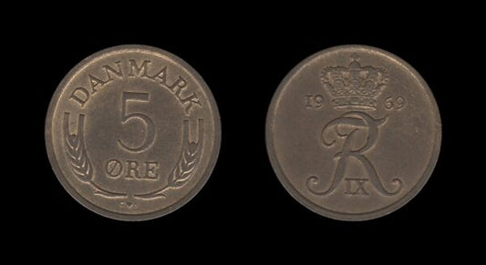 Denmark Danska 5 Ore 1969 – Frederick IX