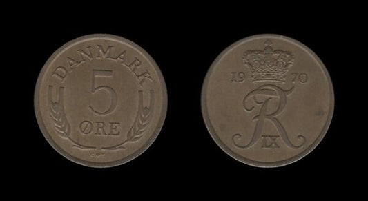 Denmark Danska 5 Ore 1970 – Frederick IX