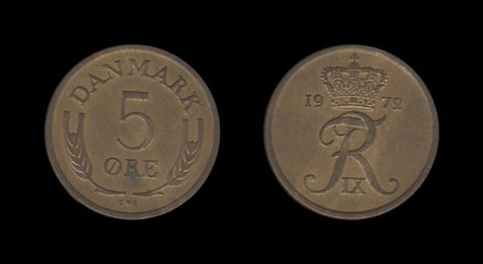 Denmark Danska 5 Ore 1972 – Frederick IX