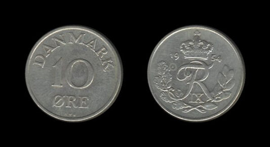 Denmark Danska 10 Ore 1954 – Frederik IX