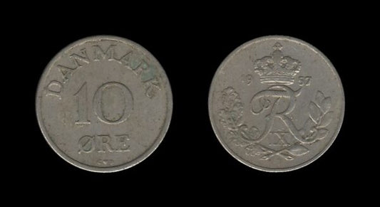 Denmark Danska 10 Ore 1957 – Frederik IX