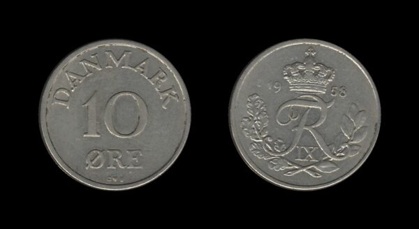 Denmark Danska 10 Ore 1958 – Frederik IX