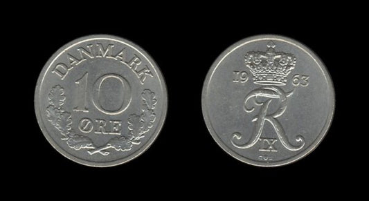 Denmark Danska 10 Ore 1963 – Frederik IX