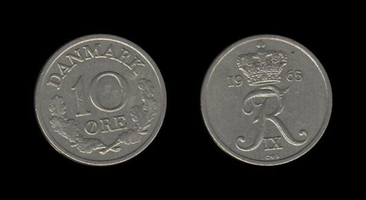 Denmark Danska 10 Ore 1965 – Frederik IX