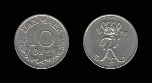 Denmark Danska 10 Ore 1967 – Frederik IX