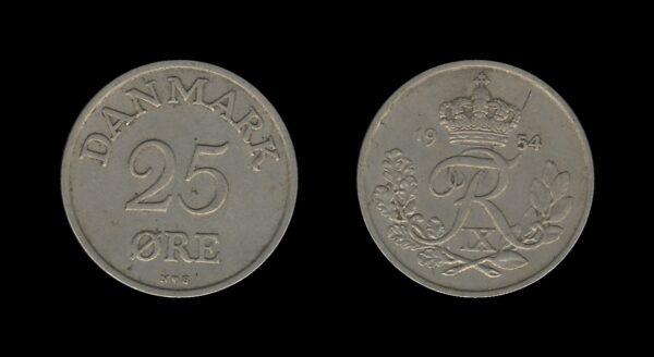 Denmark Danska 25 Ore 1954 – Frederick IX