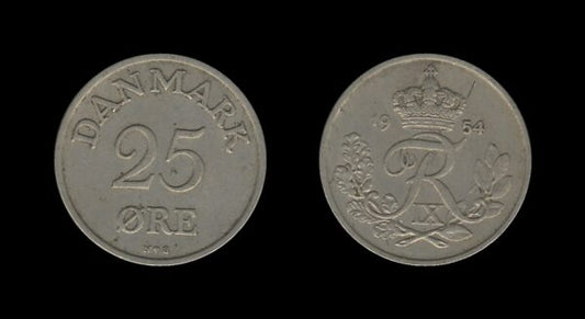 Denmark Danska 25 Ore 1954 – Frederick IX