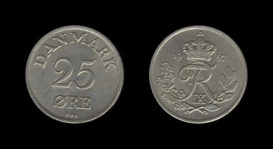 Denmark Danska 25 Ore 1957 – Frederick IX