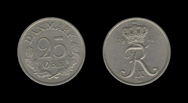 Denmark Danska 25 Ore 1961 – Frederick IX