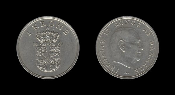 Denmark Danska 1 Krone 1961 – Frederick IX