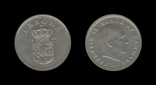 Denmark Danska 1 Krone 1966 – Frederick IX