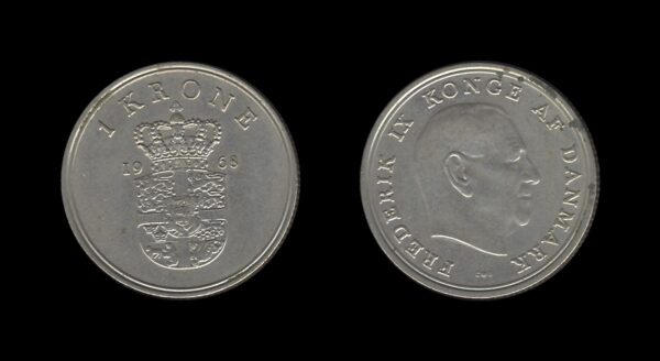 Denmark Danska 1 Krone 1968 – Frederick IX