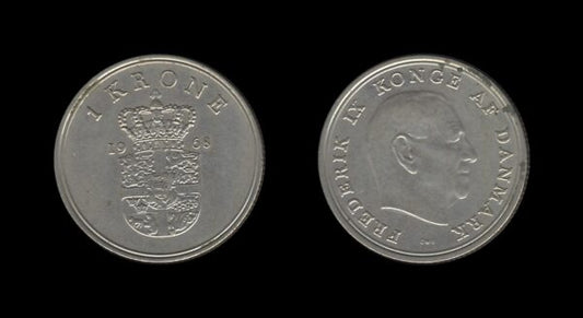 Denmark Danska 1 Krone 1968 – Frederick IX