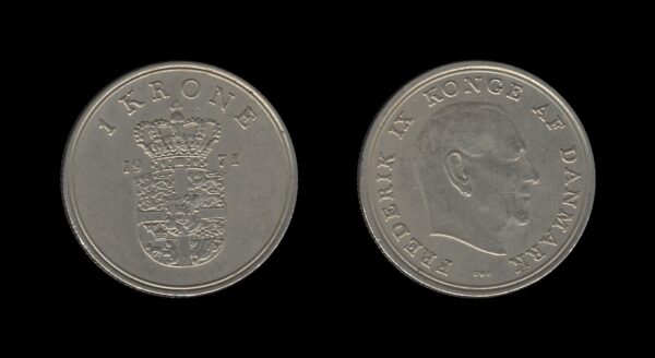 Denmark Danska 1 Krone 1971 – Frederick IX