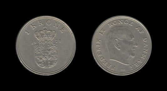 Denmark Danska 1 Krone 1971 – Frederick IX