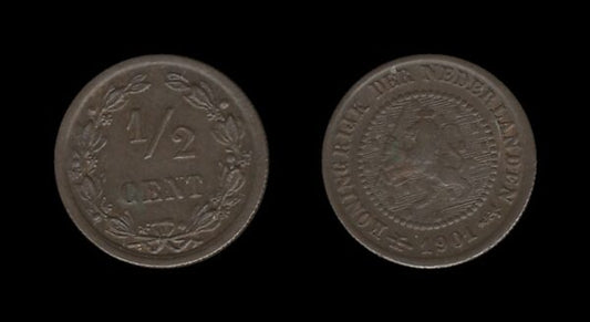 Netherlands Nizozemska 1/2 Cent 1901 – Wilhelmina