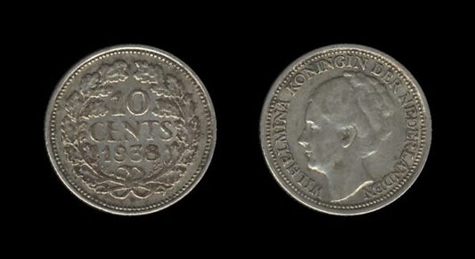 Netherlands Nizozemska 10 Cents 1938 – Wilhelmina