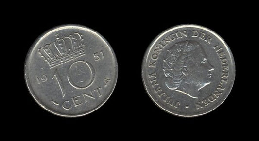 Netherlands Nizozemska 10 Cents 1951 – Juliana