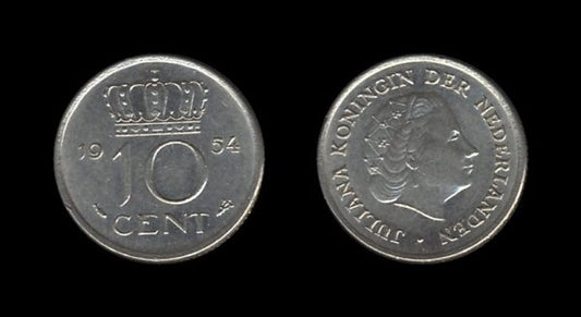 Netherlands Nizozemska 10 Cents 1954 – Juliana