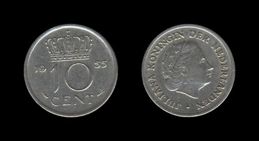 Netherlands Nizozemska 10 Cents 1955 – Juliana