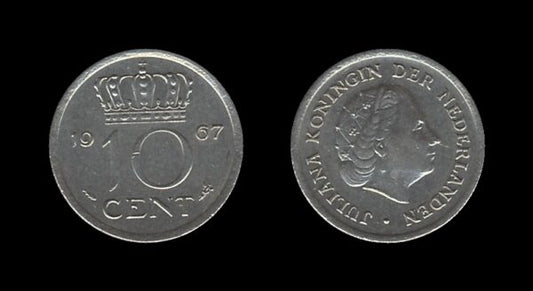 Netherlands Nizozemska 10 Cents 1967 – Juliana