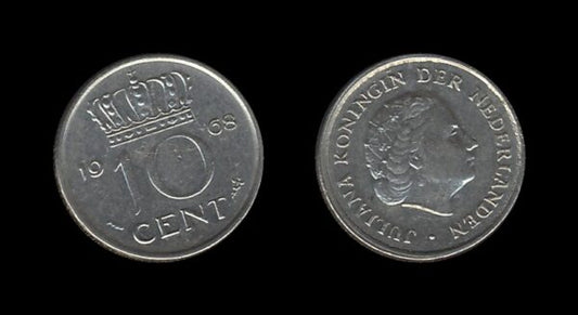 Netherlands Nizozemska 10 Cents 1968 – Juliana