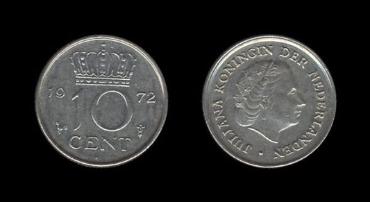 Netherlands Nizozemska 10 Cents 1972 – Juliana