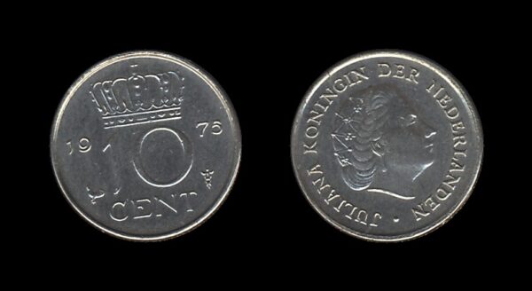 Netherlands Nizozemska 10 Cents 1975 – Juliana