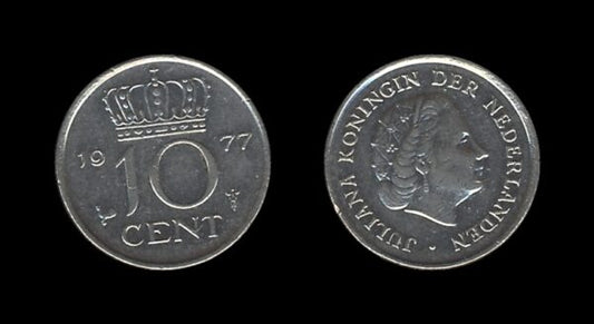 Netherlands Nizozemska 10 Cents 1977 – Juliana