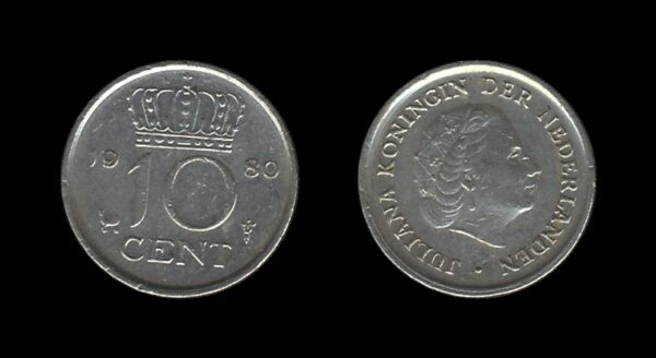 Netherlands Nizozemska 10 Cents 1980 – Juliana