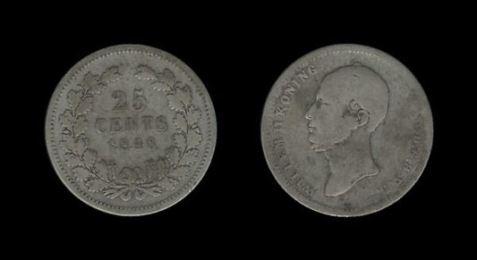 Netherlands Nizozemska 25 Cents 1848 – Willem II