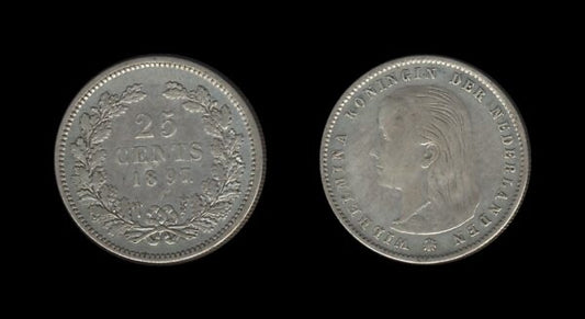 Netherlands Nizozemska 25 Cents 1897 – Wilhelmina