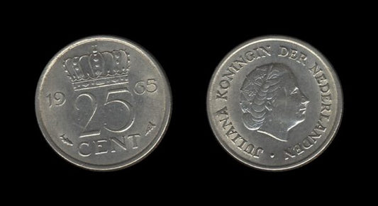 Netherlands Nizozemska 25 Cents 1965 – Juliana