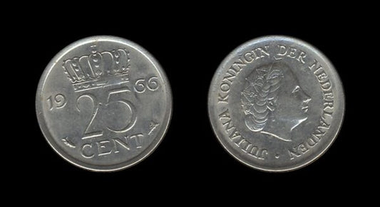 Netherlands Nizozemska 25 Cents 1966 – Juliana