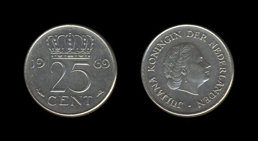 Netherlands Nizozemska 25 Cents 1969 – Juliana