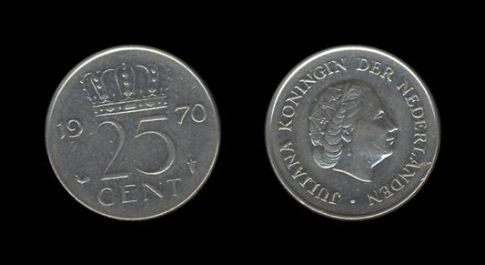 Netherlands Nizozemska 25 Cents 1970 – Juliana