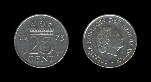 Netherlands Nizozemska 25 Cents 1973 – Juliana